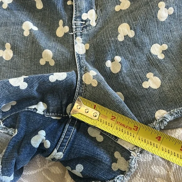 Disney Denim Shorts with White Mickey Mouse Pattern - Picture 7 of 8
